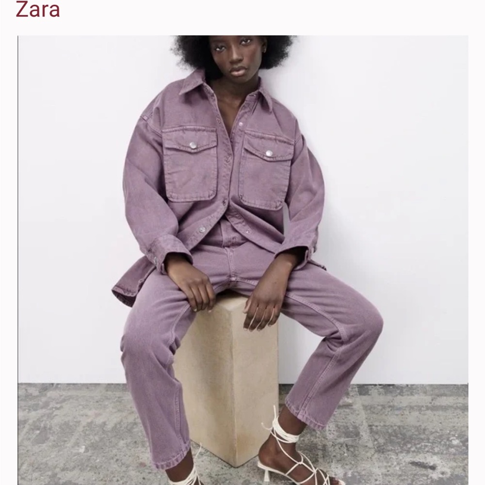 Zara Oversized Jean Jacket Purple Sz Small